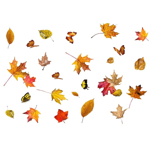 Autumn Maple Leaf Butterfly Glass Sticker Decoration PVC Material 40cm*30cm