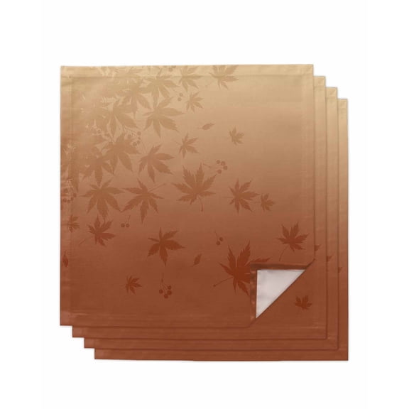 Autumn Maple Leaf Cloth Napkins Set of 4 Reusable Dinner Napkins, Gradient Brown Fallen Fruit Leaves Cocktail Napkin Washable Table Napkins for Wedding/Holiday Party/Baby Shower 20"x20"