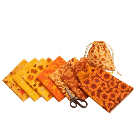 Szuares Autumn Maple Leaf Fabric, 8 Pieces Cotton Patchwork Squares for ...
