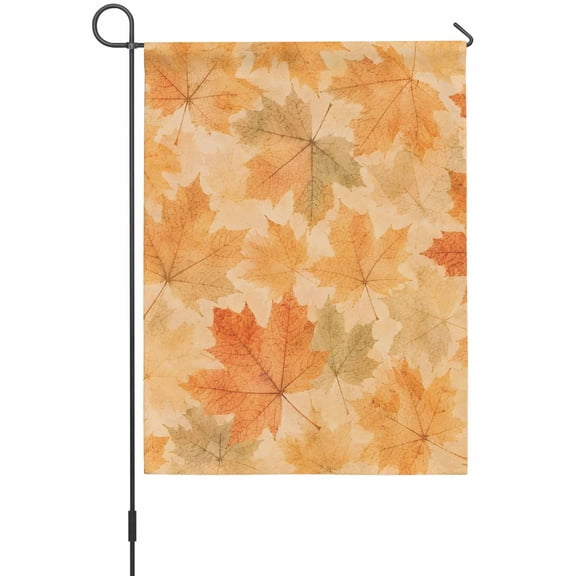 Autumn Maple Leaf Garden Flag 12 x 18 Inches, Rustic Fall Burnt Orange Falling Leaves Forest Weather Proof Outdoor Patio Flags Double Sided Small Garden Decoration for Yard Outside Home
