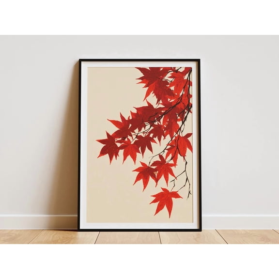 Autumn Maple Leaf Japanese Botanical Poster Unframed Paper Print