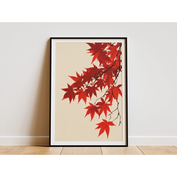 Autumn Maple Leaf Japanese Botanical Poster Unframed Paper Print