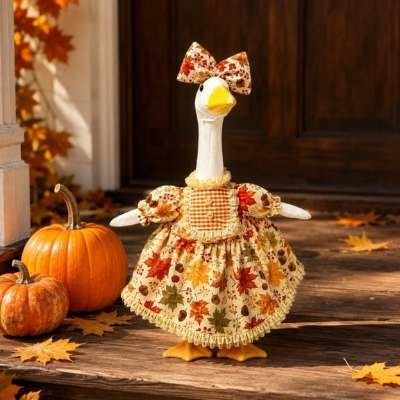 Autumn Maple Leaf Lace Goose Costume Set 23 Inch Bow Dress Outfit