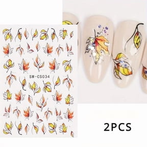 Autumn Maple Leaf Nail Stickers 2 Sheets Gradient Gold Fall Decals for Nails