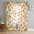 Autumn Maple Leaf Orange Lattice Tulle Curtains for Living Room Sheer