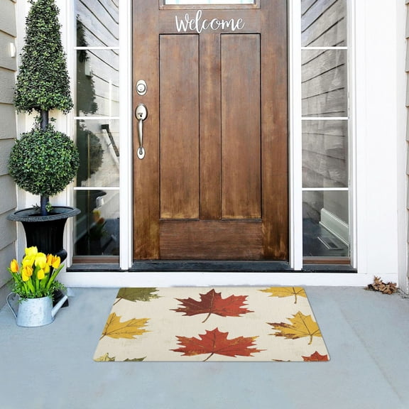 Autumn Maple Leaf Pattern Versatile Absorbent Door Mat, Non-Slip, Easy to Clean 32''x20''