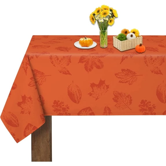 Autumn Maple Leaf Rectangle Tablecloth 60 Inch X 84 Inch Thanksgiving Orange Tablecover Anti-Wrinkle Waterproof Wipeable Table Cloth for Kitchen/Home Decoration