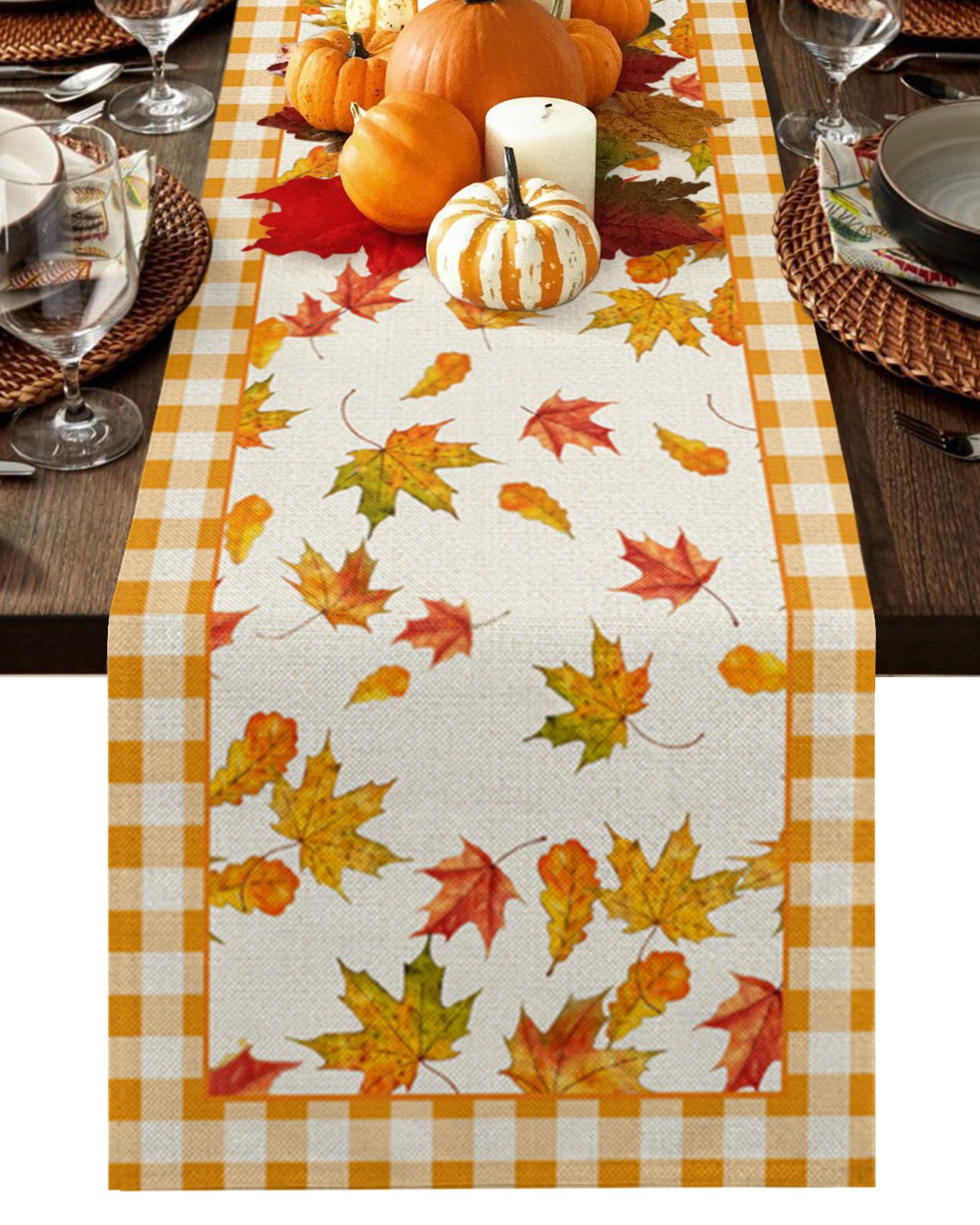 Autumn Maple Leaf Red Retro Table Runner Coffee Table TV Counter Table Runner Party Dinner
