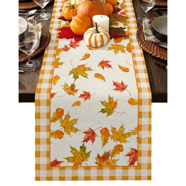 Autumn Maple Leaf Red Retro Table Runner Coffee Table TV Counter Table