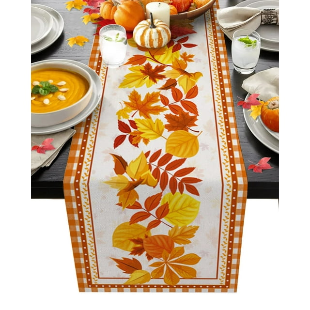 Autumn Maple Leaf Red Retro Table Runner Coffee Table TV Counter Table