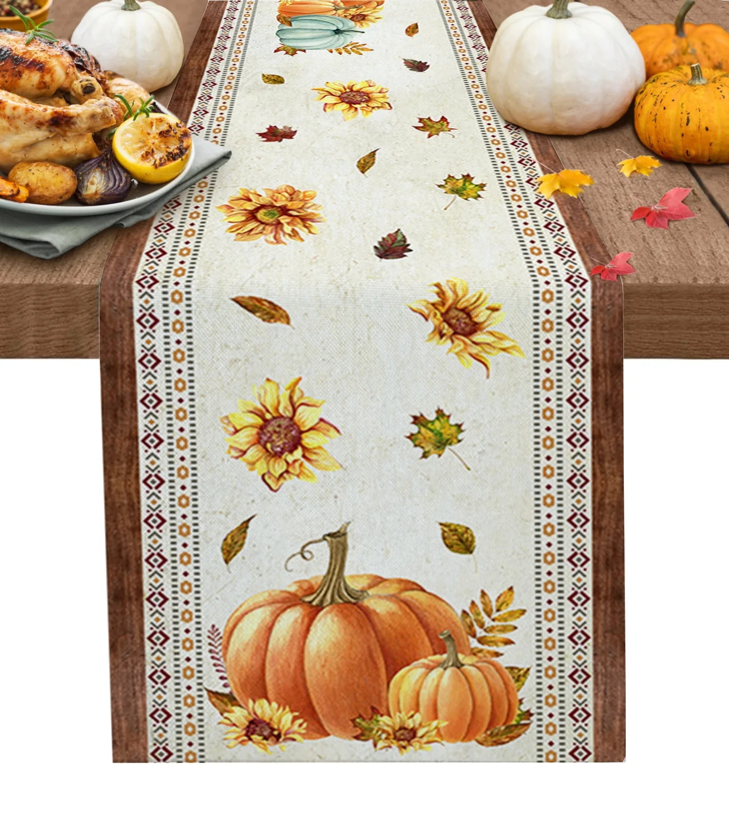 Autumn Maple Leaf Red Retro Table Runner Coffee Table TV Counter Table Runner Party Dinner