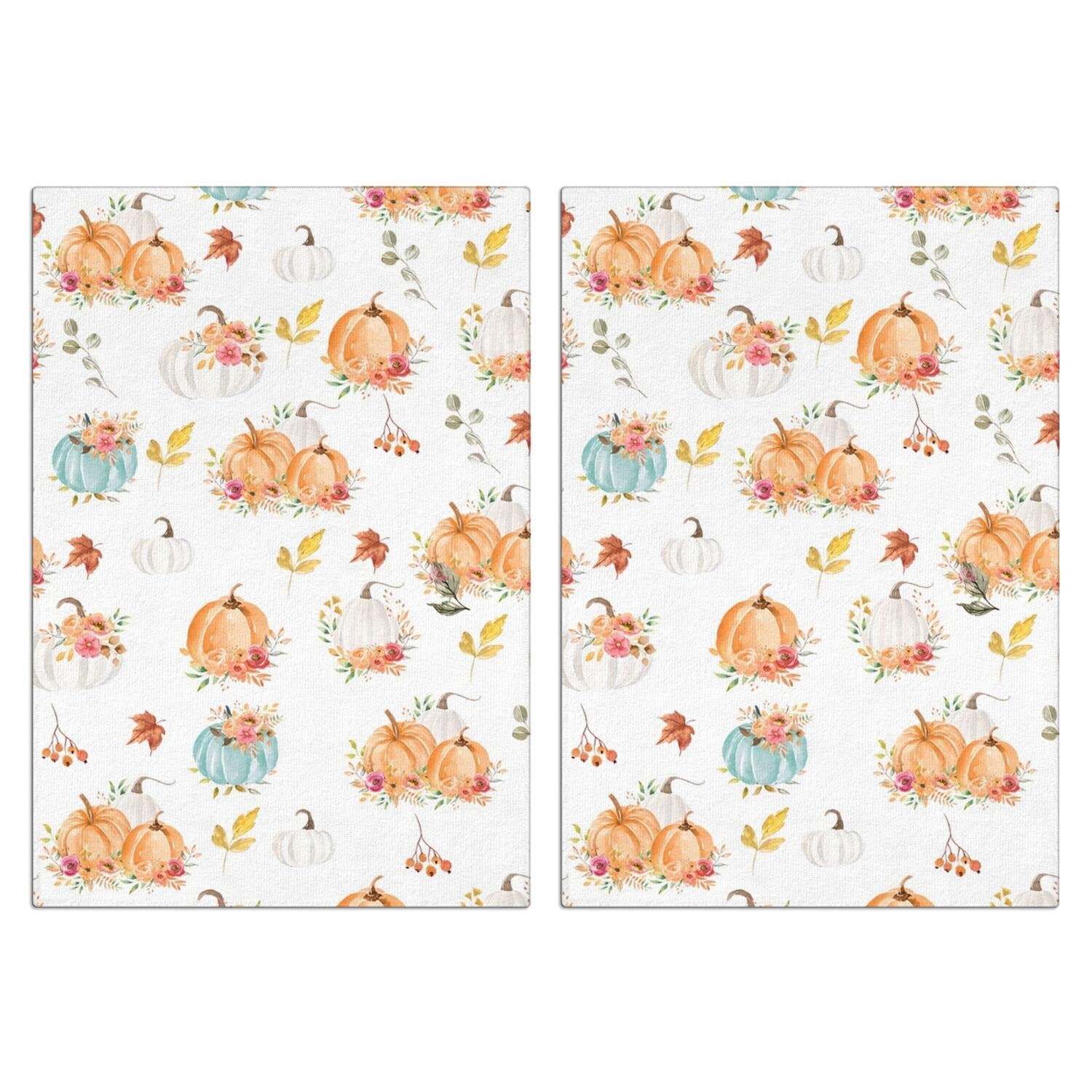 Autumn Maple Leaf Towel Set - 2 Pack Absorbent Dish Towels w/Pumpkin Print, Quick-Dry for ...
