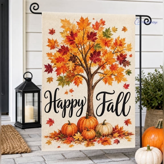 Autumn Maple Leaf Tree Fall Flag, Double Sided 12x18 & 28x40, Farmhouse Outdoor Yard Decor