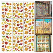 Autumn Maple Leaf Window Clings,Decoration Sticker,Fall Window Clings,9Pcs Thanksgiving Fall Maple Leaf Stickers - Autumn Window Wall Decals For Home Party Decor