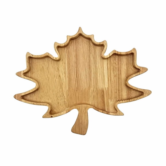 Autumn Maple Leaf Wooden Serving Tray For Snacks Nuts Desserts Fall Themed Party Home Kitchen Decor Khaki 9.84x7.87 In