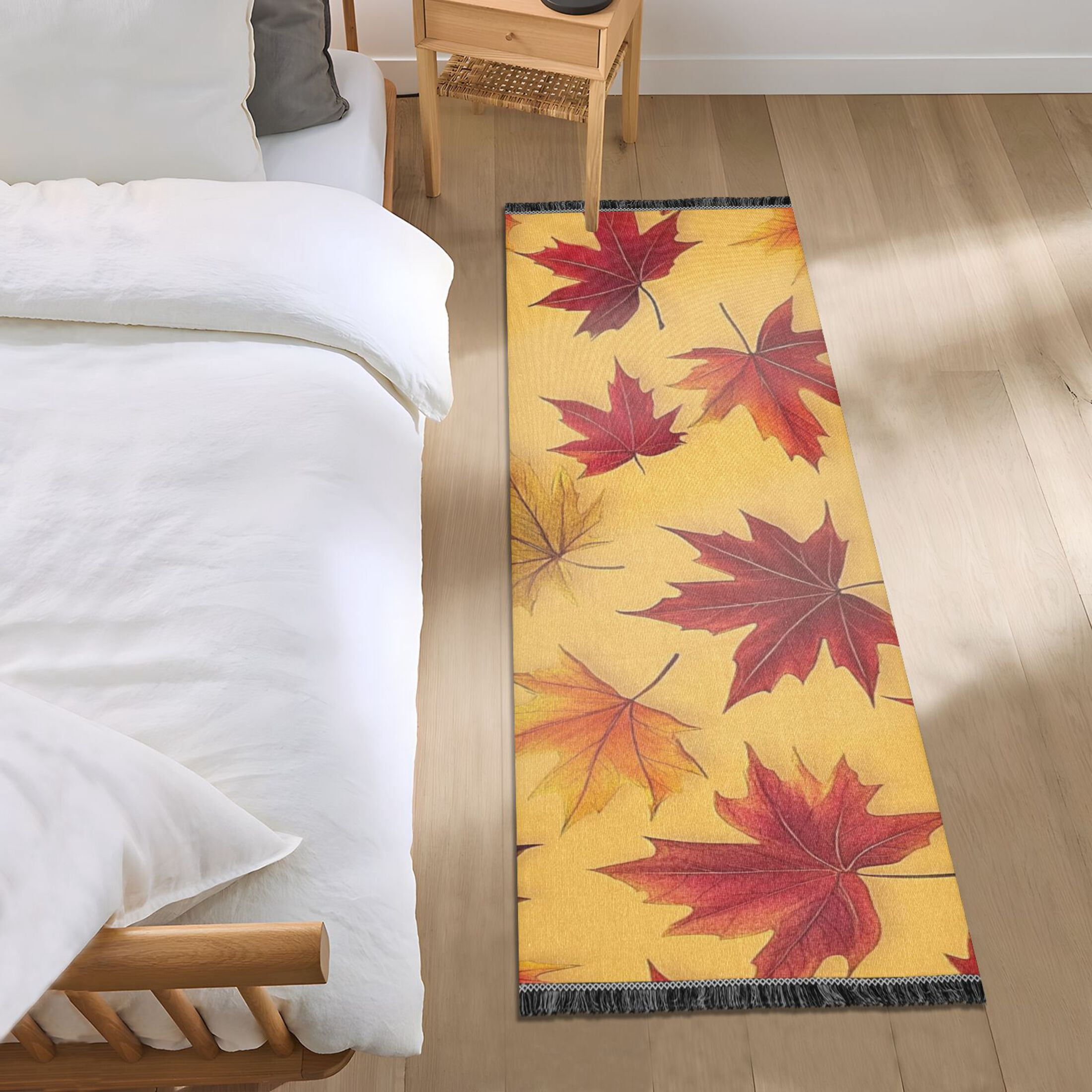 Autumn Maple Leaves Bedroom Runner Rug 2'x 6' Non Slip Carpet Indoor ...