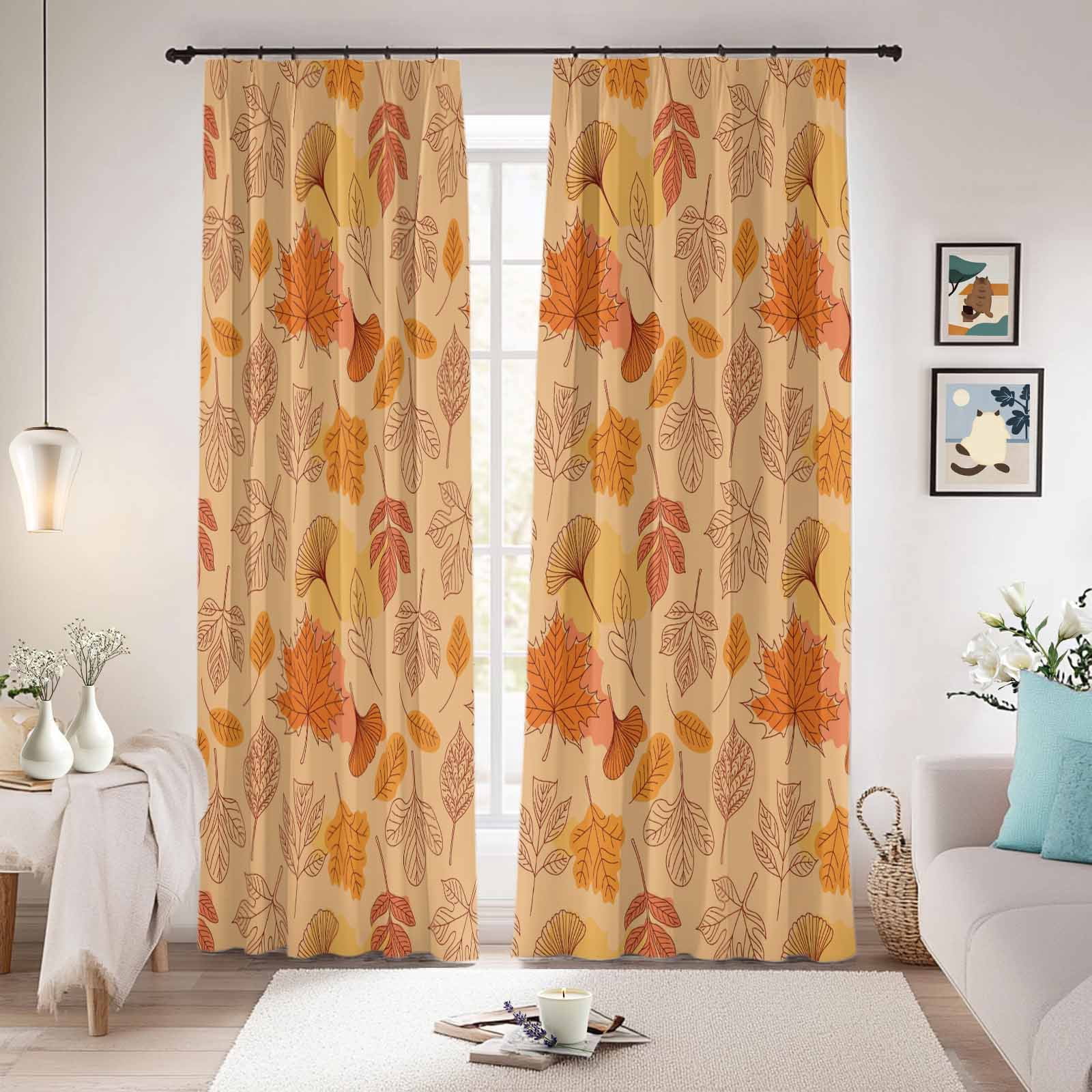 Autumn Maple Leaves Blackout Curtains for Bedroom/Living Room, Pinch ...