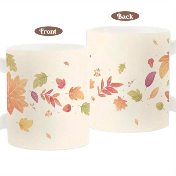 Autumn Maple Leaves Ceramic Coffee Mug 11oz Large Capacity Aesthetic Fall Design Ideal Women Girlfriend Mom Aunt Sister Wife Office Family Thanksgivin