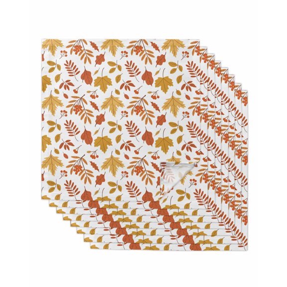 Autumn Maple Leaves Cloth Napkins Set of 8 Reusable Dinner Napkins, Farmhouse Falling Leaf Plants Cocktail Napkin Washable Table Napkins for Wedding/Holiday Party/Baby Shower 20"x20"