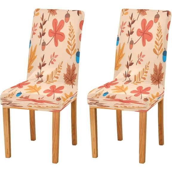 Autumn Maple Leaves Dining Room Chair Covers Fall Chestnut Chair Slipcovers Stretch Seat Protector Removable Chair Cover For Home Kitchen Restaurant Hotel 4pcs