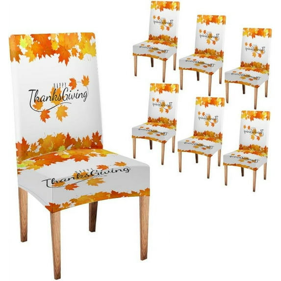 Autumn Maple Leaves Fall Chair Cover Set of 6 Removable Decorative Seat Slipcovers for Kitchen Dining Room Office