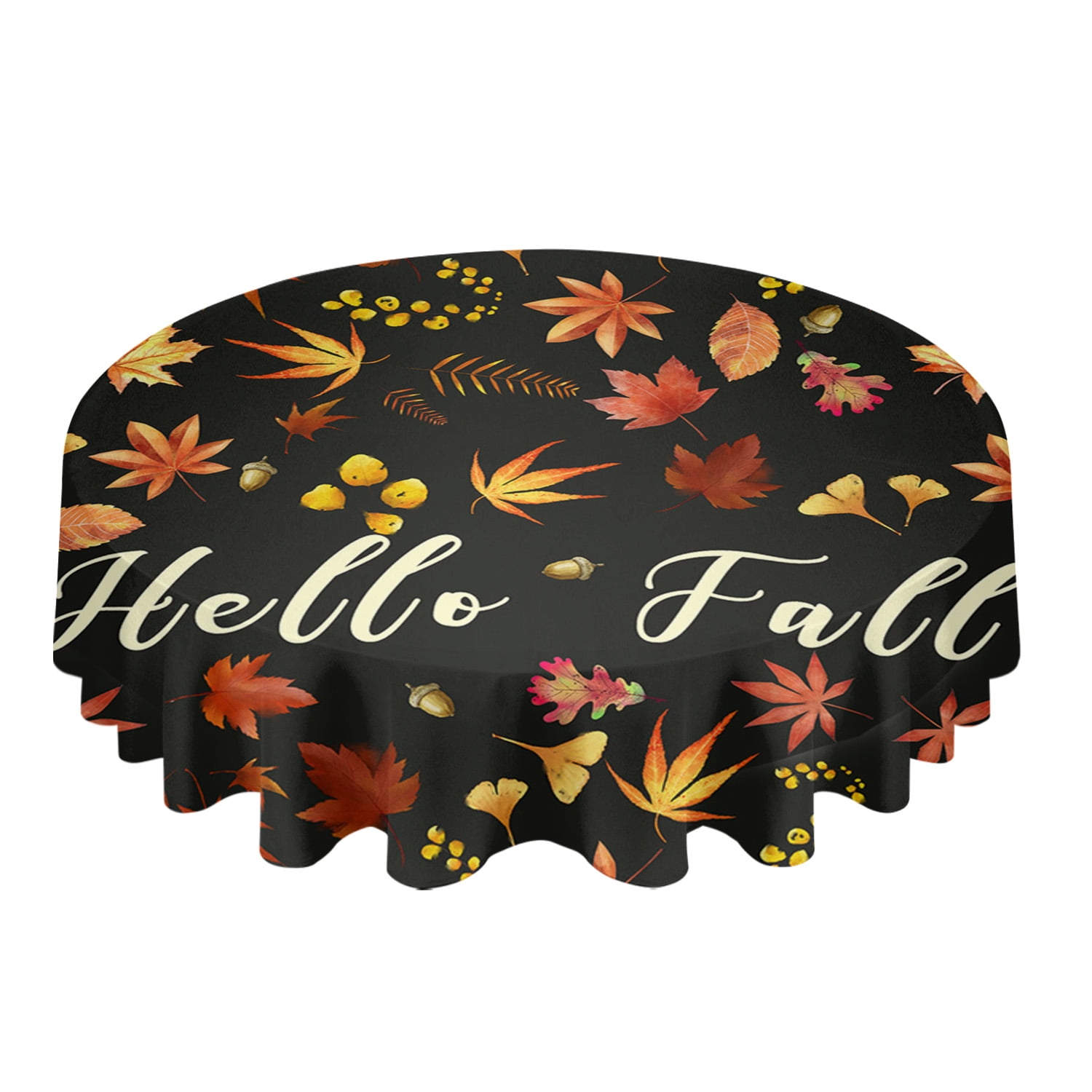 Autumn Maple Leaves Gradient Round Tablecloth Kitchen r Waterproof