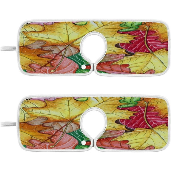 Autumn Maple Leaves Kitchen Sink Splash Guard for Faucet 2 Packs Faucet Absorbent Mats Vivid Fall Leaf Faucet Handle Drip Catcher for Kitchen, Bathroom,Sink Mat, Dish Drying Mat, 30"x5.5"