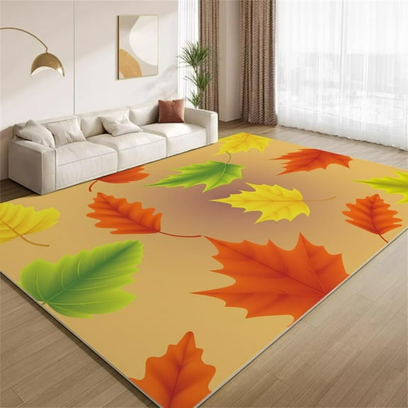 Autumn Maple Leaves Rug 2x3 Small Area Rugs Ombre Funky Leaves Rugs Ultra Soft Non Slip Washable Low Pile Carpet for Gameroom Bedroom Living Room Playroom Home Decor