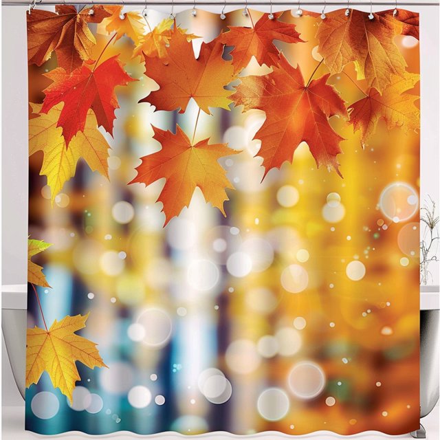 Autumn Maple Leaves Shower Curtain Fall Foliage Bathroom Decor with