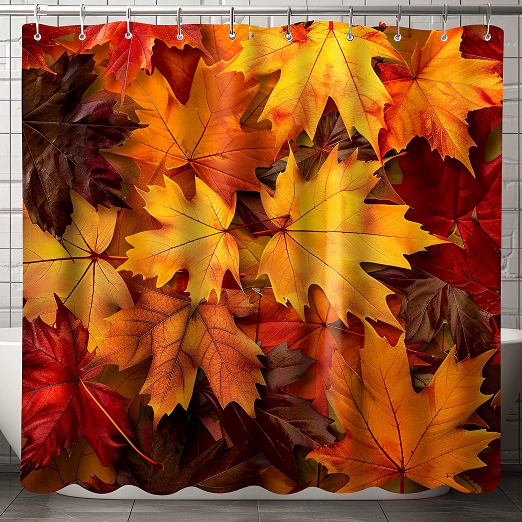 Autumn Maple Leaves Shower Curtain Hyperrealistic Design for Fall