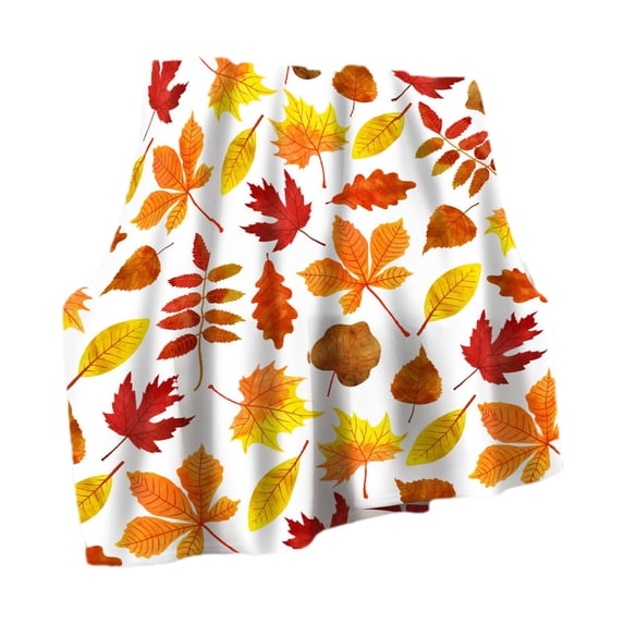 Autumn Maple Leaves Throw Blankets, Fall Maple Leaf Pumpkin Blanket, Thanksgiving Warm Cozy Bed Blankets, Soft Plush Blankets for Bedding Couch Sofa - 27.5''x39''