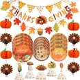 thumbnail image 1 of Autumn Maple Pattern Thanksgiving Home Party Decoration Paper Plates Napkins Hanging Maple Banners Turkey Pumpkin Honeycomb Ball, 1 of 6