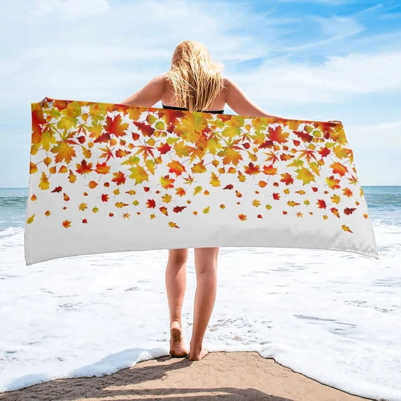 Autumn Maple Texture Quick-drying Beach Towel Microfiber Soft Hand Towel Swimming Surfing Bath Towels