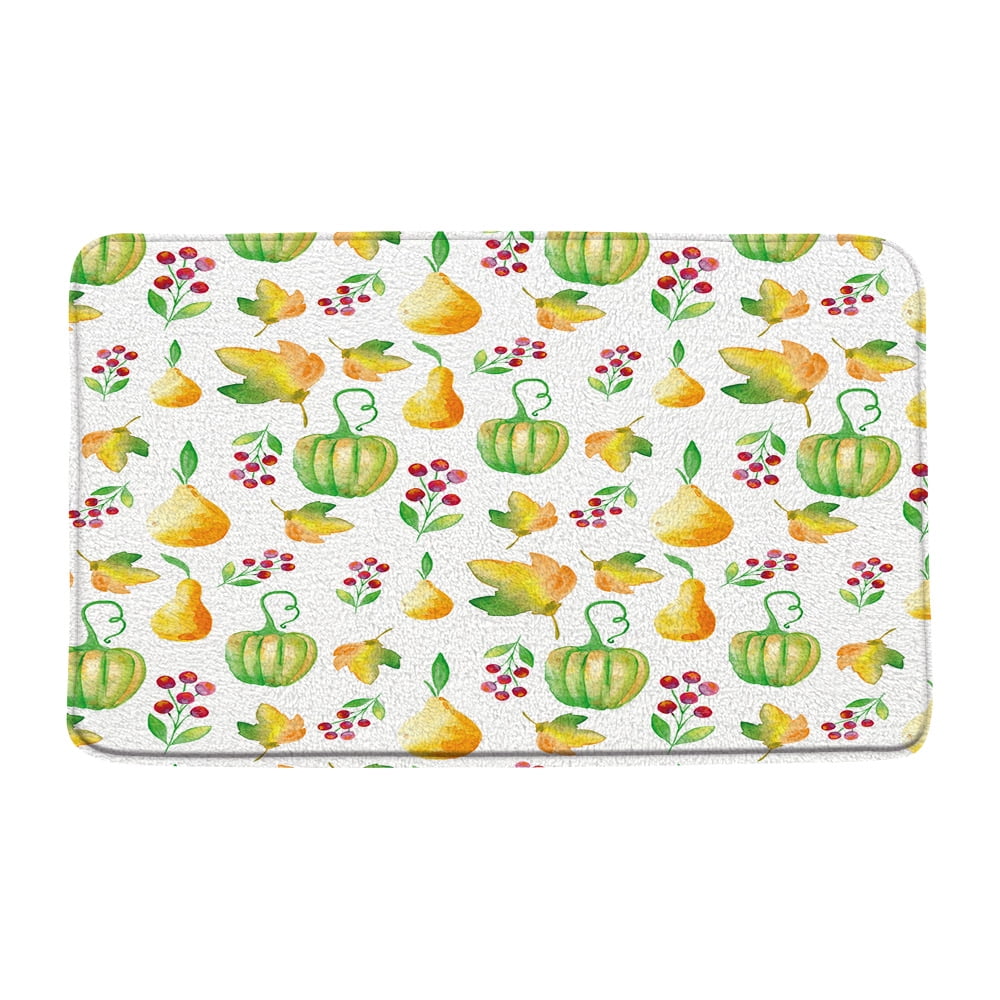 Autumn Maple Tree Bath Mat Sets 3pcs Non Slip Yellow Leaves Pumpkin