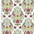 thumbnail image 1 of Autumn Meadow Damask Flowers White Cotton Fabric, 1 of 1