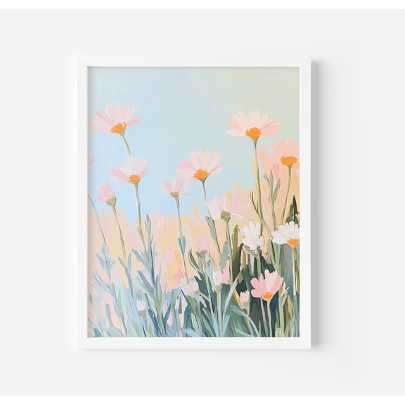Autumn Meadow Pastel : Floral Landscape Print , Hill Scenery Print Poster, Unframed Canvas Size 12x18 F03.1.19l1081