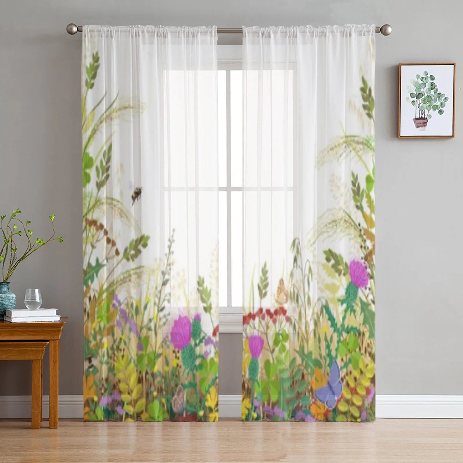 Autumn Meadow Plants And Insects Bay Window Screening Curtains Drape