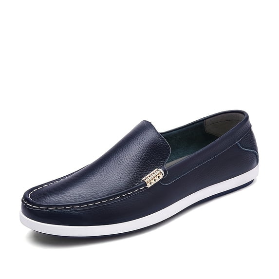 Autumn Men's Shoes, Fashion Soft Sole Men's Casual Shoes Genuine Breathable Soft Cowhide Slip-On Shoes, Korean Style