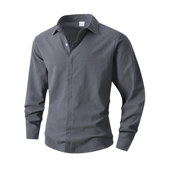 Autumn Mens Long Sleeve Shirts Business TShirts Men Breathable Solid Color Streetwear Button Shirts for Men Pure Shirt