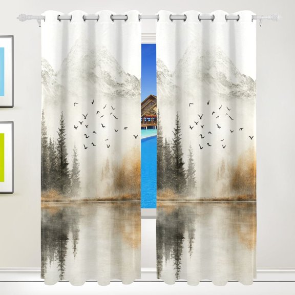 Autumn Misty Mountains Blackout Curtains 84 inch Length 2 Panels Grommet Drapes for Bedroom Living Room 84x55