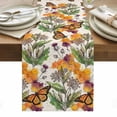 thumbnail image 1 of Autumn Monarch Butterflies Table Runner Wildflowers Botanical Foliage Tablerunners 13 x 60 Inch, Table Decorations Tabletop Scarf for Summer Gathering Holiday Farmhouse Kitchen Dining Decor, 1 of 8