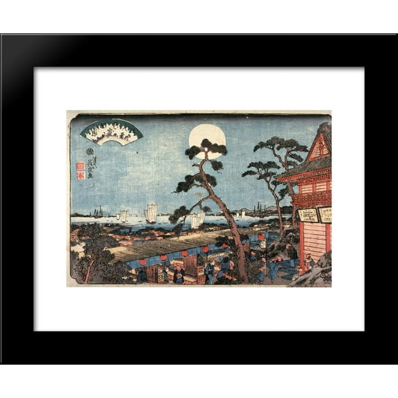 Autumn Moon over Atago Hill (Atagosan no aki no tsuki) from the series Eight Views of Edo 20x24 Framed Art Print by Keisai Eisen