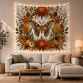 thumbnail image 1 of Autumn Moth With Pumpkins and Chrysanthemums, Warm Vintage Illustration for Moth Lovers, Harvest Wall Art, Thanksgiving Hostess Gift, Tapestry Wall Hanging for Bedroom and Dorm, 1 of 7