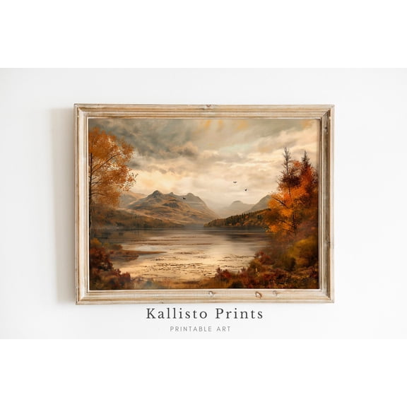 Autumn Mountain Lake , Fall Landscape Art Print Poster, Serene Nature Wall Art, Rustic Woodland Decor, Tranquil Scenic Wall Art 308, Size 8x12 UNFFRAMED F03.1.6l3032