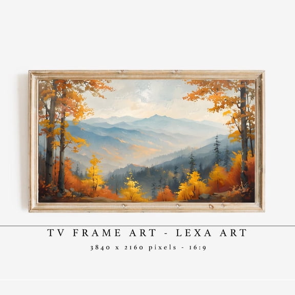 Autumn Mountain Landscape Fall Forest Scenic View Cozy Nature Rustic Poster Unframed Paper Print