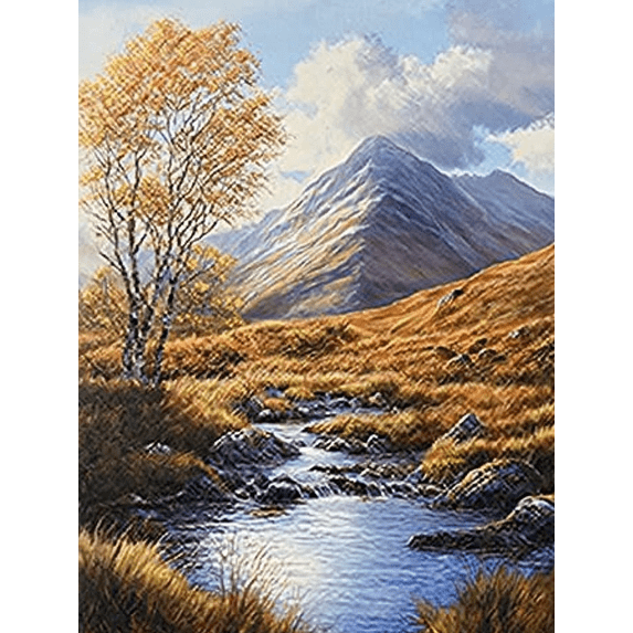 Autumn Mountain Stream Canvas Print/Wall Art, Suitable for Living Room,Office, Dining Room, and Hotel Decoration