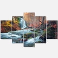 thumbnail image 1 of Autumn Mountain Waterfall Long View 32 in x 60 in Photography Art Prints, by Designart Set of 5, 1 of 3