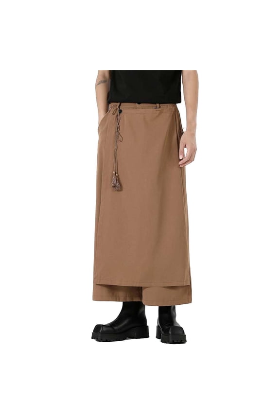 Autumn New Dark Mountain Japanese Men's Western Wide Leg Casual Pants - Solid Color, Elastic Waist
