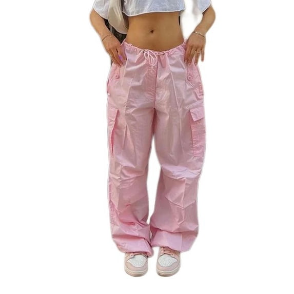 Autumn New Fashion Women's Loose Straight Overalls Women's High Waist Wide Leg Pants Drawstring Pockets Street Casual Y2k Women's Pants-3-S