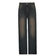 thumbnail image 1 of Autumn New High Waist Straight Distressed Jeans Street Versatile Casual Pants-Blue-M, 1 of 5